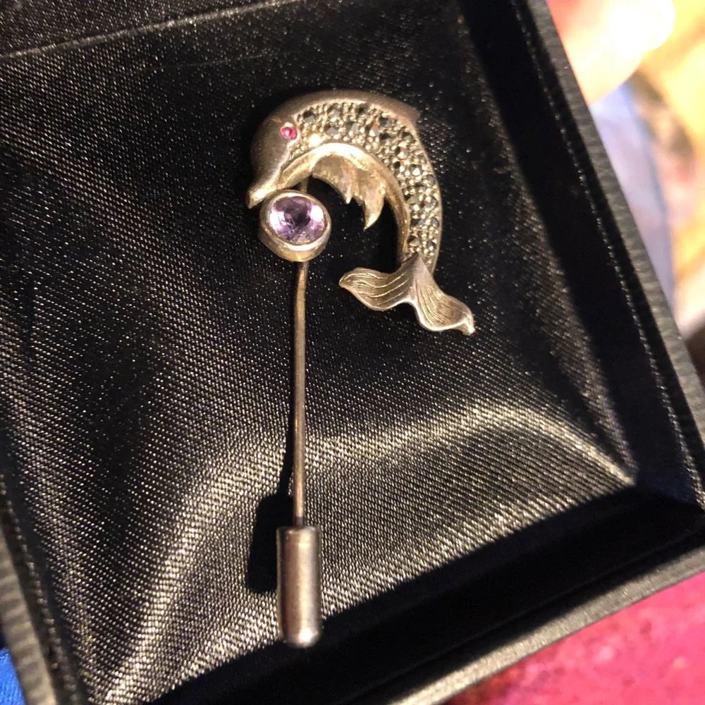 Vintage Dolphin Marcasite Stickpin